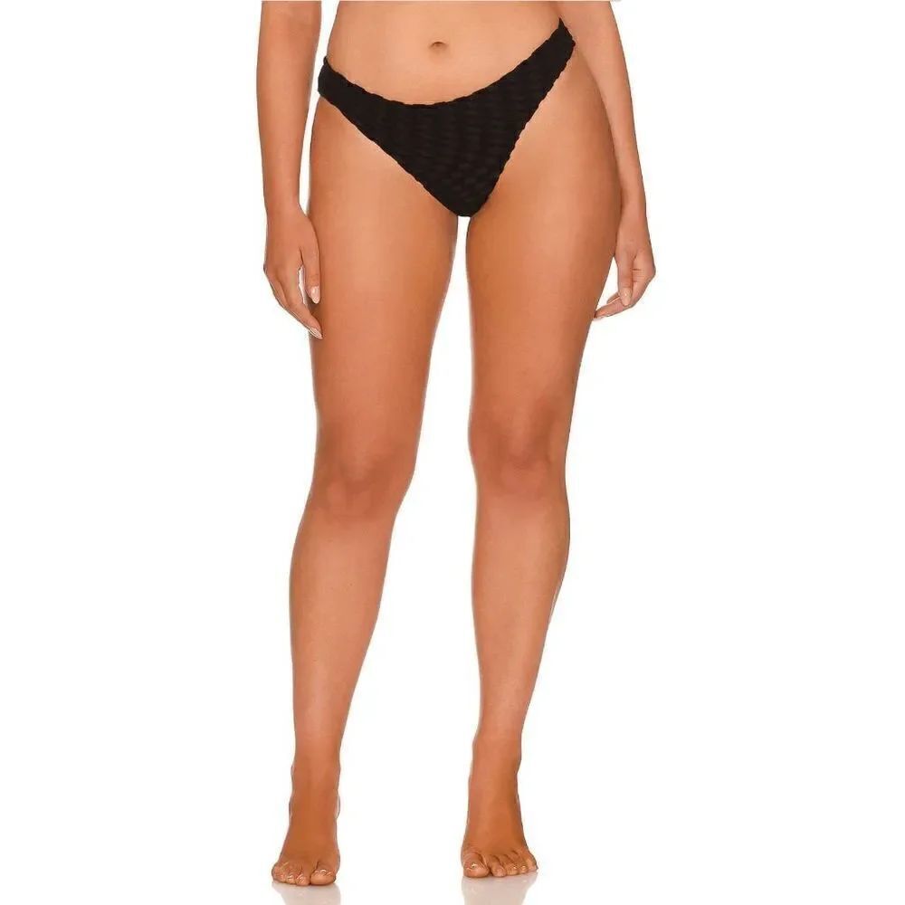 Good American Women's Jacquard Cheeky Waist Bikini Bottom Black